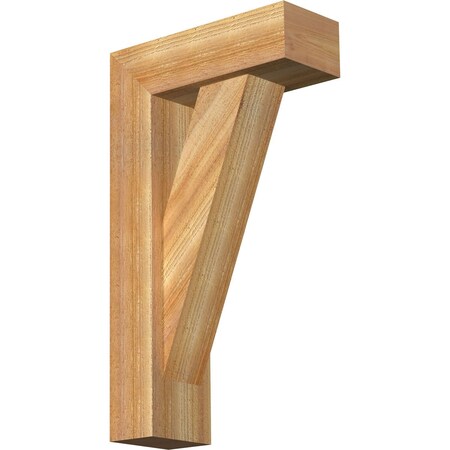 Ekena Millwork Traditional Block Rough Sawn Bracket w/ Offset Brace, Western Red Cedar, 6"W x 16"D x 28"H BKT0604X16X28TRA05RWR